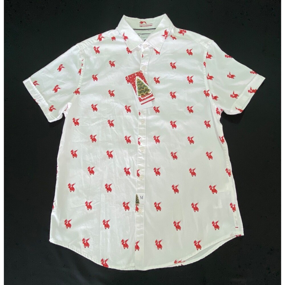NWT Denim & Flower Men's Medium Dabbing Santa Christmas Button-Up Shirt